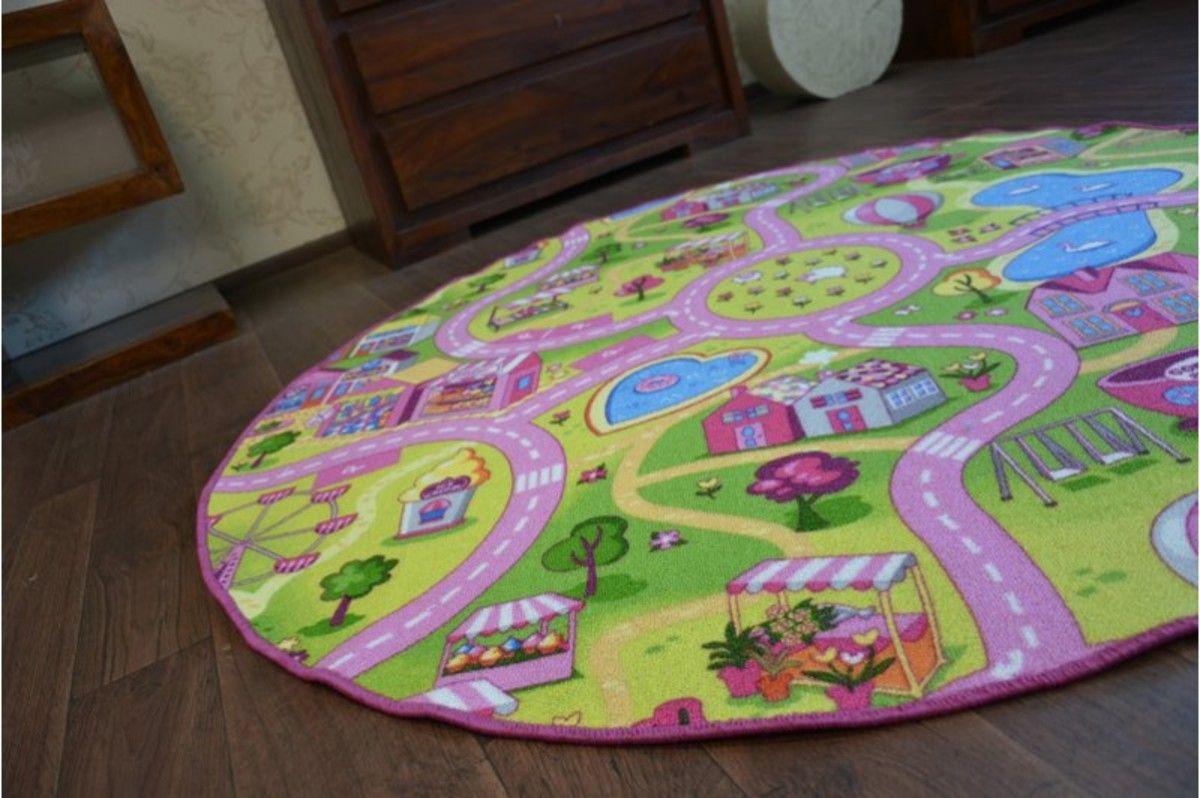 Koberec Ourbaby Sweet Town 6558-0 průměr 133 cm růžová - obrázek 1