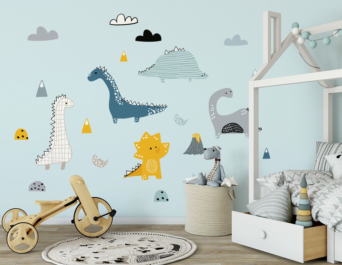 Samolepka na zeď Mint Kitten Dinosaurs 20498-0, 200x145 cm - obrázek 1