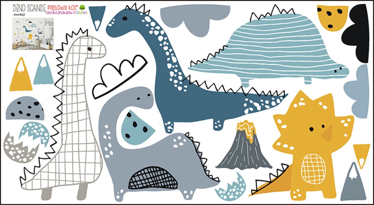 Samolepka na zeď Mint Kitten Dinosaurs 20498-0, 200x145 cm - obrázek 3