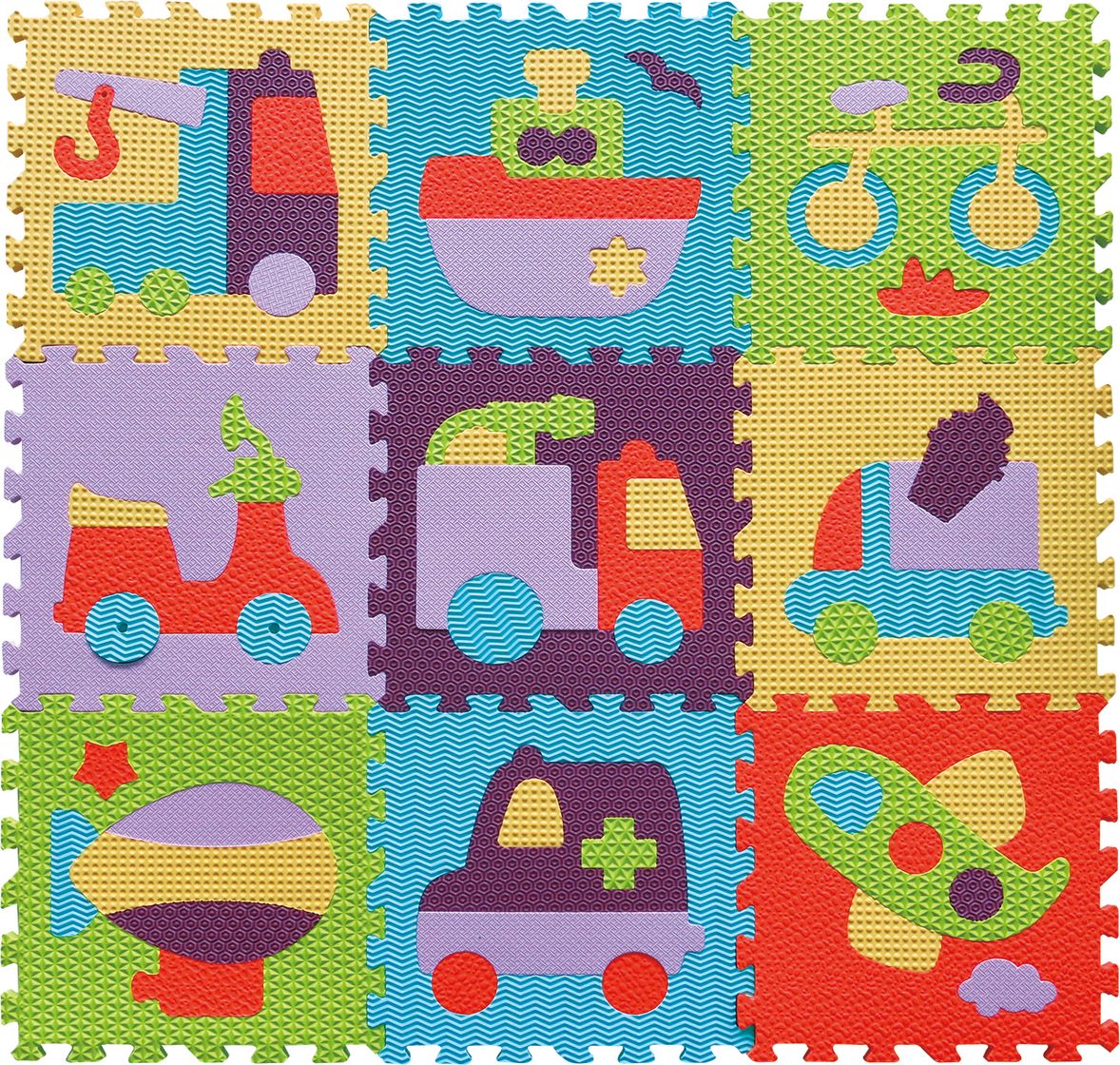 Pěnový koberec Ourbaby čtverec puzzle 92x92 cm červená fialová - obrázek 1