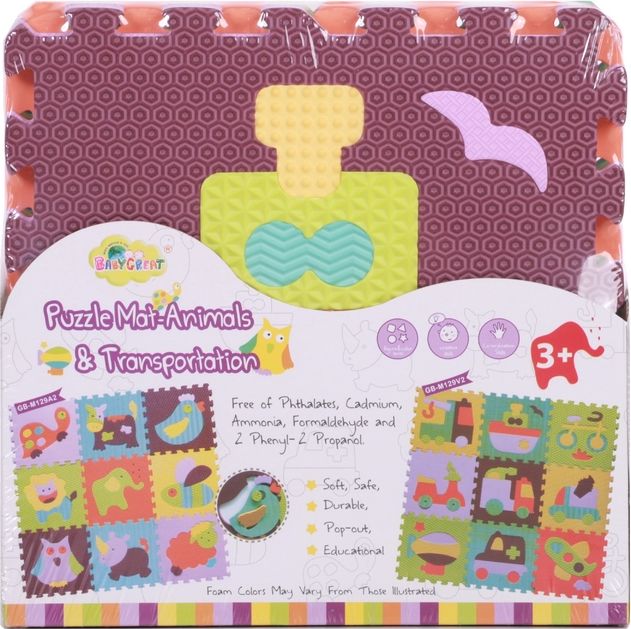 Pěnový koberec Ourbaby čtverec puzzle 92x92 cm červená fialová - obrázek 3