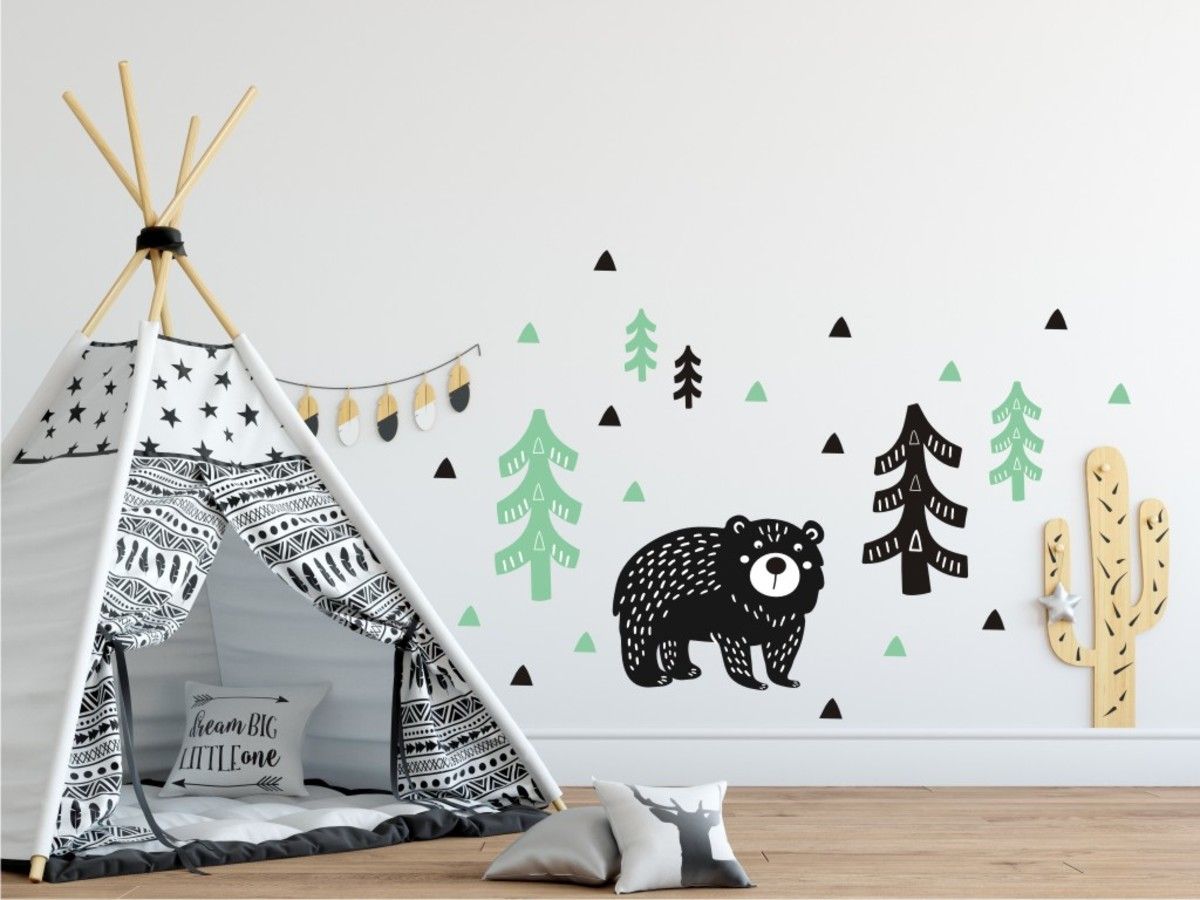 Samolepka na zeď Mint Kitten Bear the forest 20509-0, 150x100 cm - obrázek 1