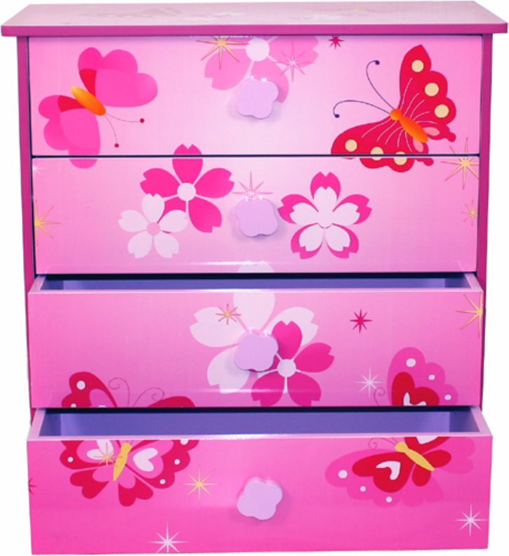 Ourbaby dětská komoda Butterfly MDF deska červená růžová - obrázek 2