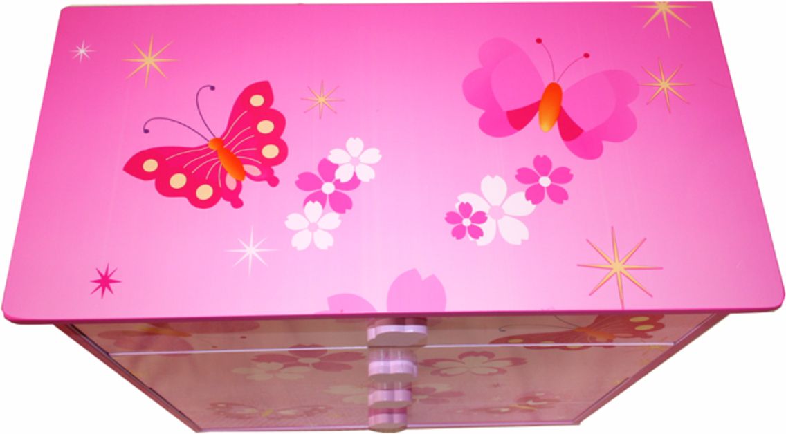 Ourbaby dětská komoda Butterfly MDF deska červená růžová - obrázek 3