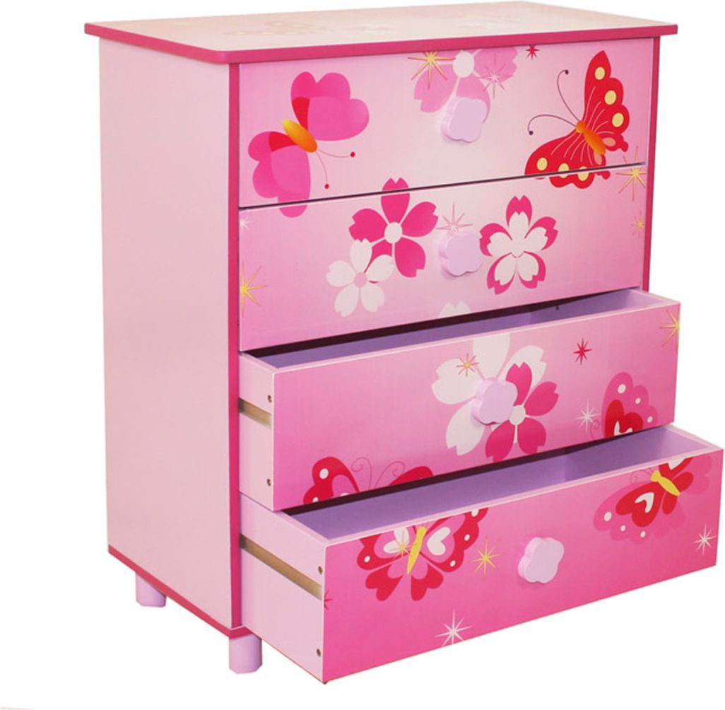 Ourbaby dětská komoda Butterfly MDF deska červená růžová - obrázek 4