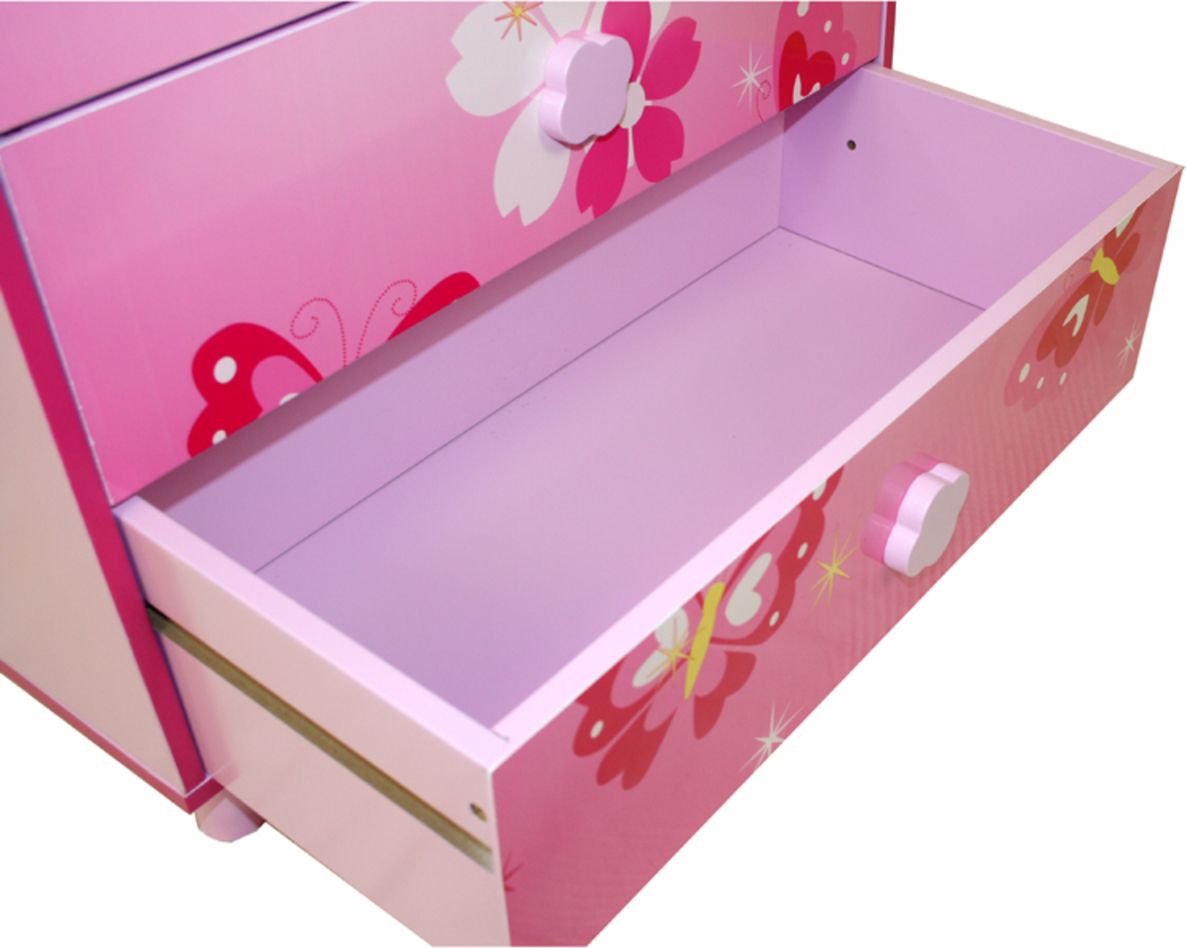 Ourbaby dětská komoda Butterfly MDF deska červená růžová - obrázek 5