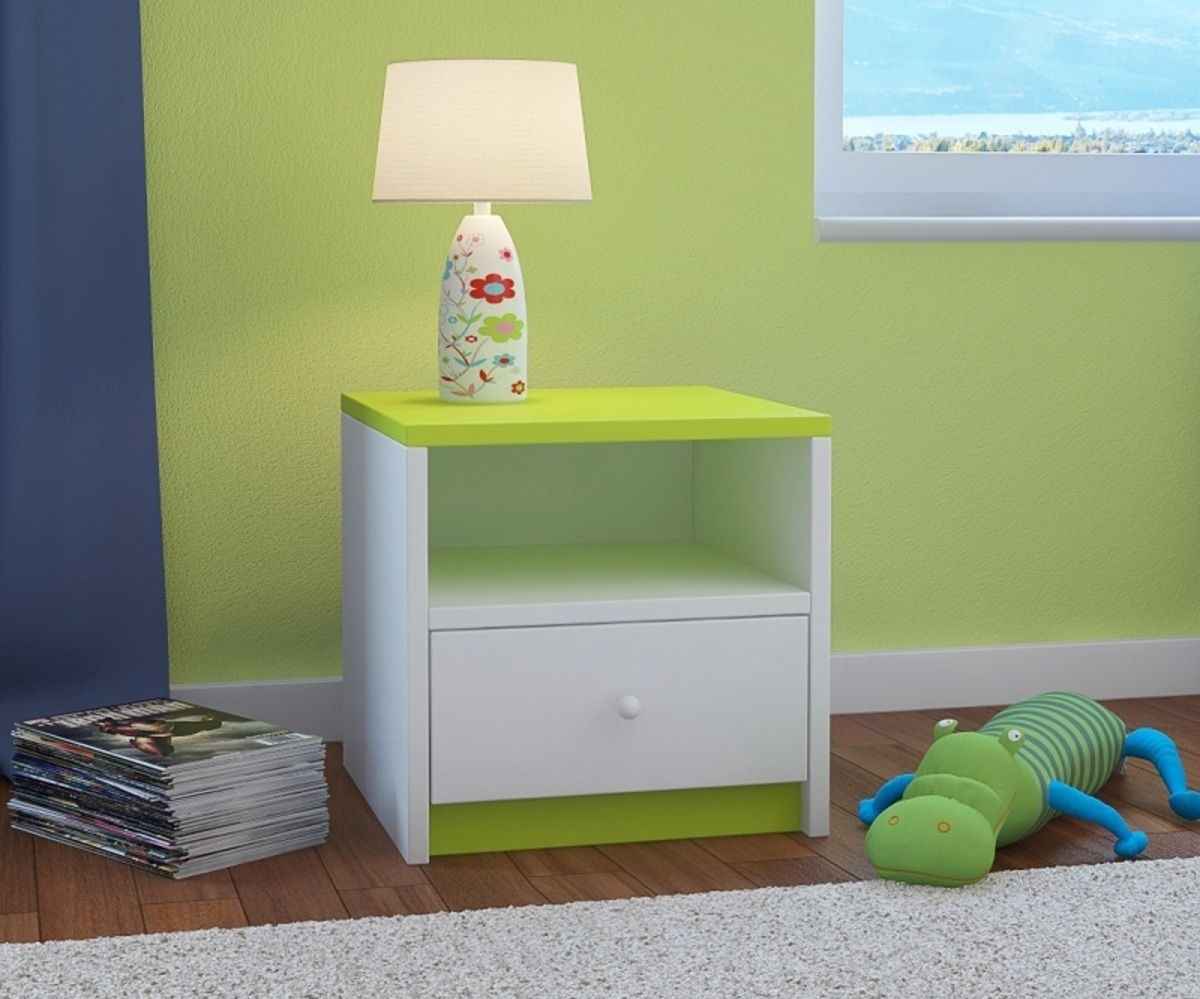 Ourbaby dětský noční stolek - zeleno-bílý - obrázek 1