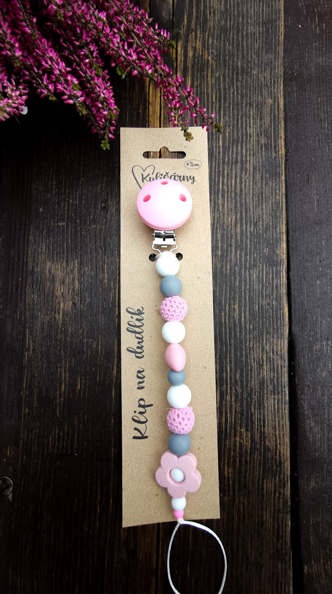 Kulišárny (handmade) Klip na dudlík ,,Lovely,, flower - obrázek 1