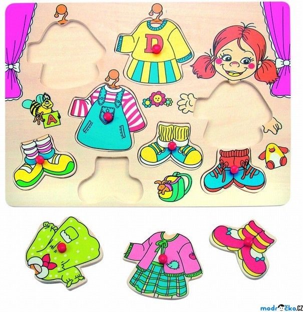 Puzzle oblékání na desce - Šatní skříň holka, 8ks (Woto) - obrázek 1