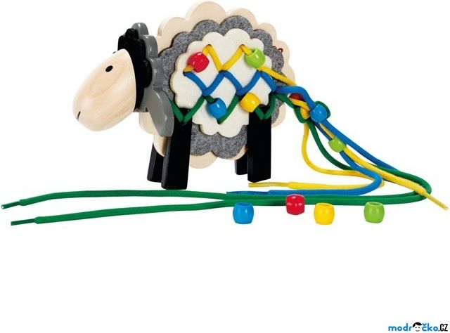 Šití - Kreativní hračka, Šněrovací dřevěná ovečka (Hape) - obrázek 1