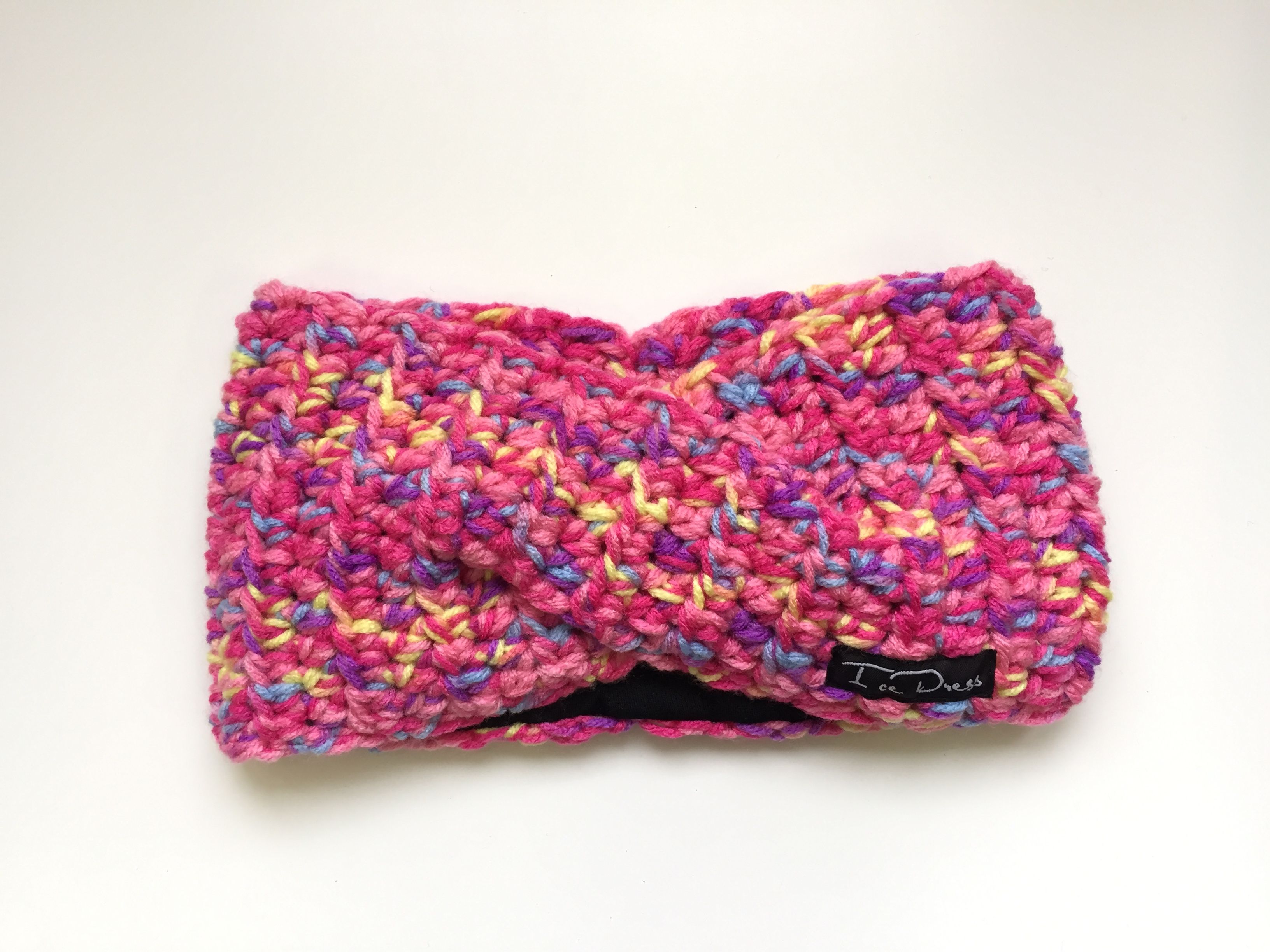 Háčkovaná čelenka IceDress TWIST Melír Pink Velikost: Dospělá: 53-59cm - obrázek 3