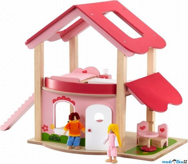 Domeček pro panenky - Růžový + nábytek (Wonderworld) - obrázek 1