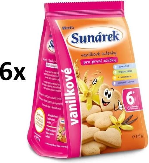 Sunárek Vanilkové dětské sušenky pro první zoubky 6x175g