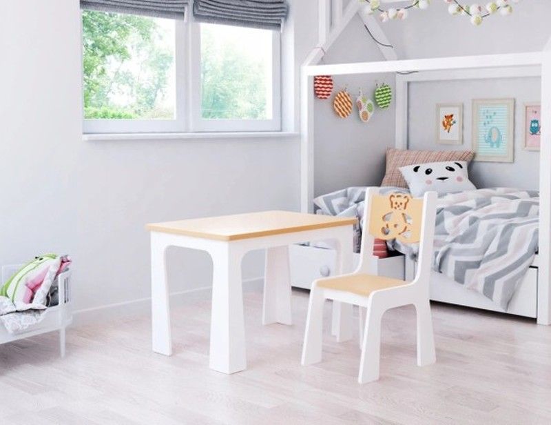 Set stůl se židličkou medvídek růžovo-šedá - obrázek 2
