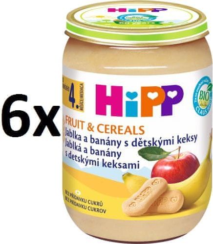HiPP BIO Jablka a banány s dětskými keksy - 6 x 190 g - obrázek 1