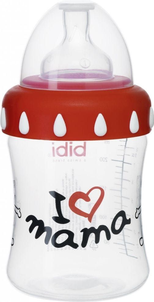 Bibi Širokohrdlá láhev 250 ml, I Love mama - obrázek 1