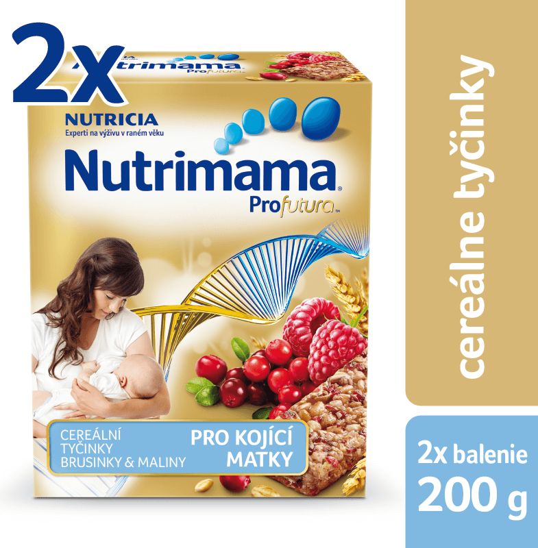 Nutrilon Nutrimama Cereální tyčinky brusinka/maliny 2 × 200 g - obrázek 1