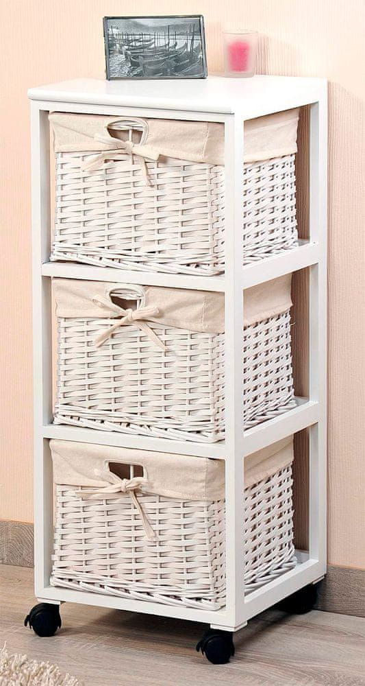 Kesper Regál pojízdný s úložnými boxy - béžový dekor - obrázek 1