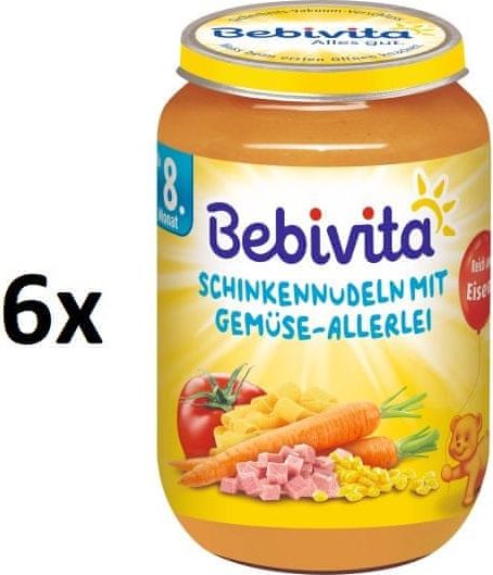 Bebivita Těstoviny se šunkou a zeleninovou směsí - 6x220g - obrázek 1