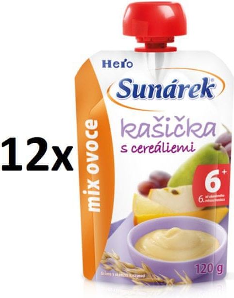 Sunárek Kašička s cereáliemi mix ovoce 12x120g - obrázek 1