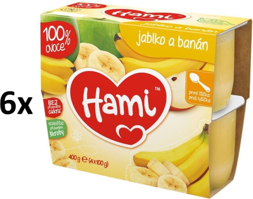 Hami 100% Ovoce jablko, banán - 6 x (4x100g) - obrázek 1