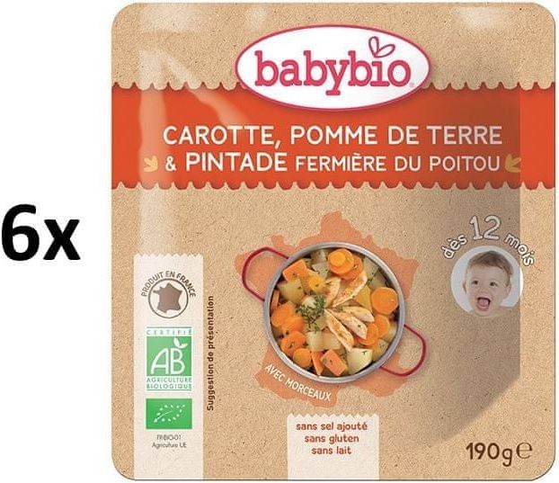 Babybio Mrkev a brambory s farmářskou perličkou 6 x 190 g - obrázek 1