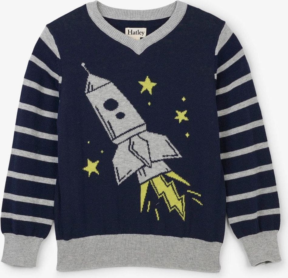 Hatley chlapecký svetr s raketou 128 šedá/modrá - obrázek 1