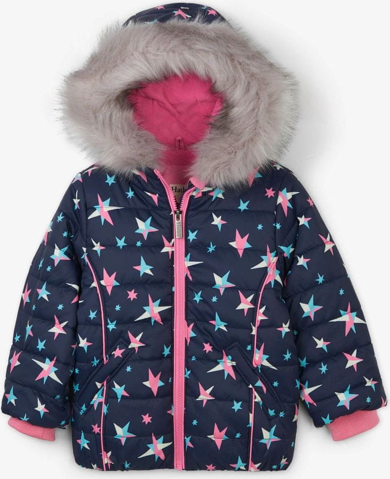 Hatley dívčí zimní bunda s hvězdičkami 98 růžová/modrá - obrázek 1