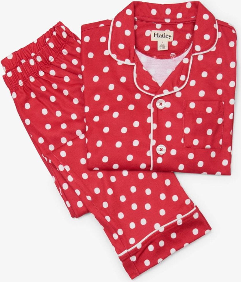 Hatley dívčí pyžamo s puntíky 146/152 bílá/červená - obrázek 1