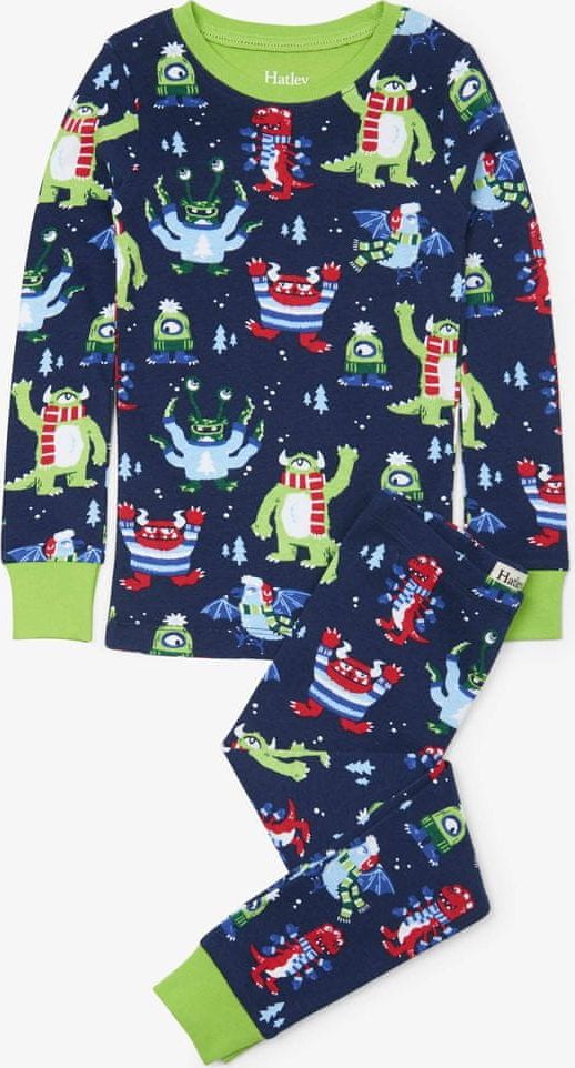Hatley chlapecké pyžamo s příšerami 128 modrá/zelená - obrázek 1