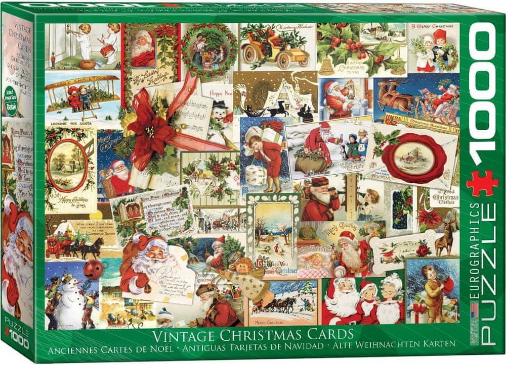 EuroGraphics Puzzle 1000 dílků Vintage Christmas Cards - obrázek 1