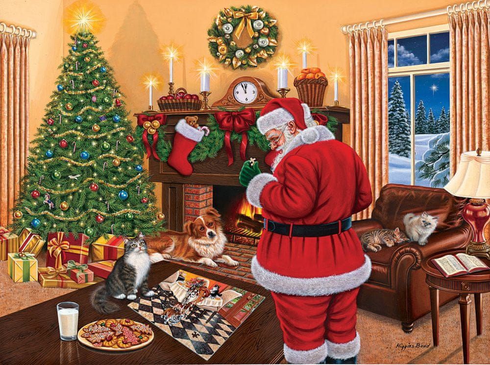 SunsOut Puzzle 1000 dílků Higgins Bond - Santa Solves the Puzzle - obrázek 1