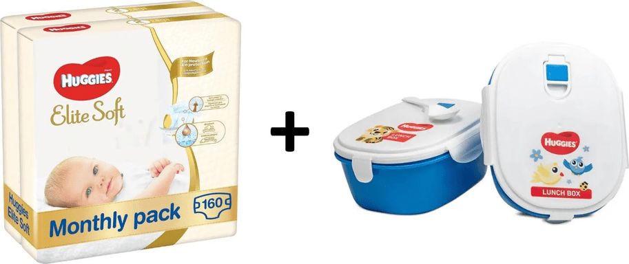 Huggies Elite Soft 2 Newborn (4-7 kg) 160 ks (2x80 ks) - Měsíční balení - obrázek 1