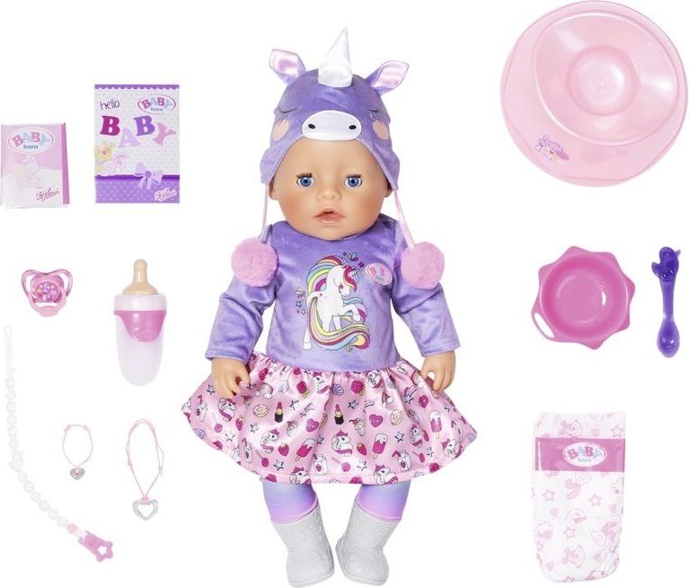 BABY born Soft Touch panenka speciální edice v jednorožčím oblečku, 43 cm - obrázek 1