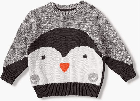 Losan chlapecký svetr s tučňákem 92 šedá - obrázek 1