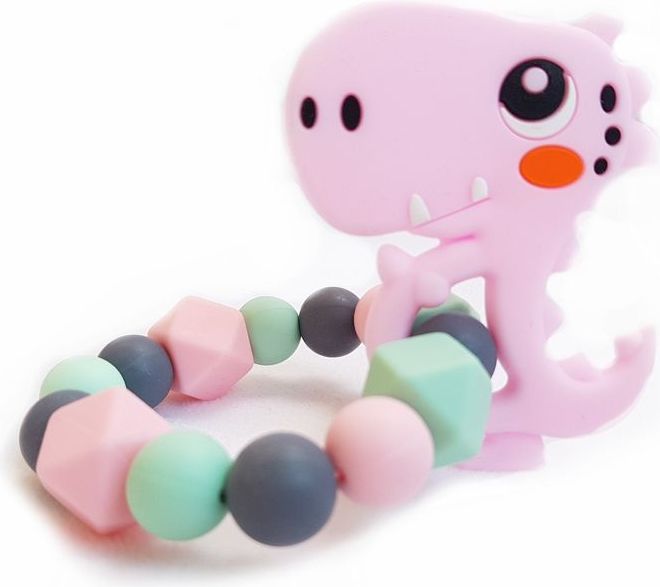 KidPro Silikonové kousátko: Dino růžový - obrázek 1