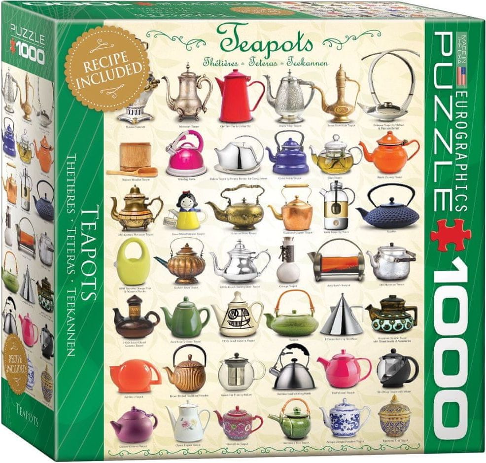 EuroGraphics Puzzle 1000 dílků Teapots Collage - obrázek 1