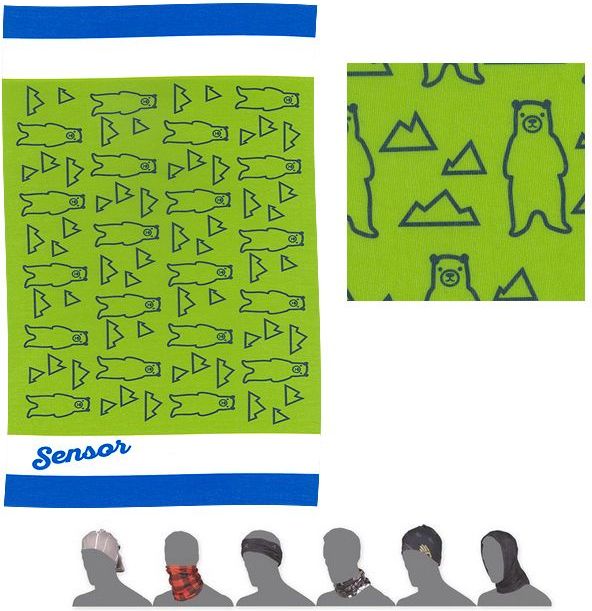 Sensor chlapecký šátek TUBE BEARS uni zelená - obrázek 1