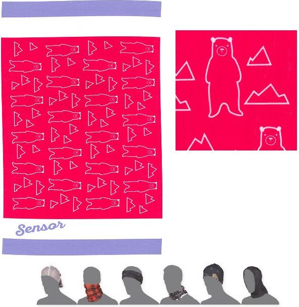 Sensor dívčí šátek TUBE BEARS růžová - obrázek 1
