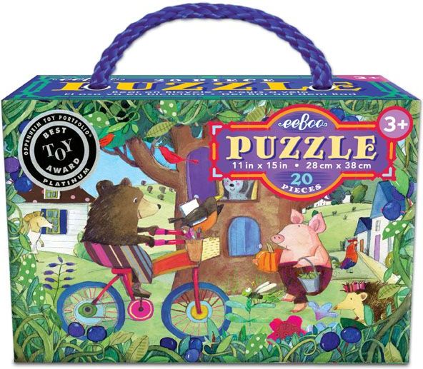 eeBoo Puzzle Medvěd na kole - 20 dílků - obrázek 1