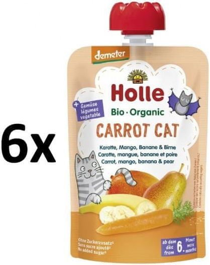 Holle Bio Carrot Cat 100% pyré mrkev, mango, banán, hruška - 6 x 100g - obrázek 1