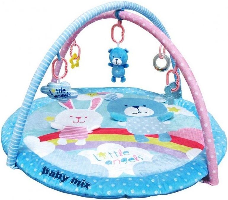 Baby Mix hrací deka s hrazdou - Medvídek a králík - obrázek 1