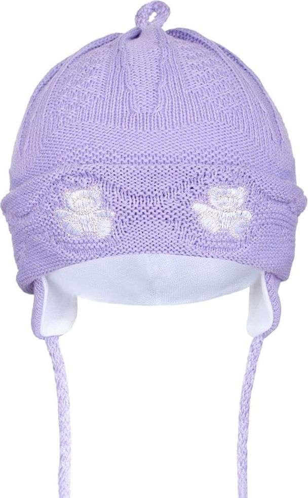 NEW BABY Pletená dětská čepička New Baby medvídci fialová - 80 (9-12m) - obrázek 1