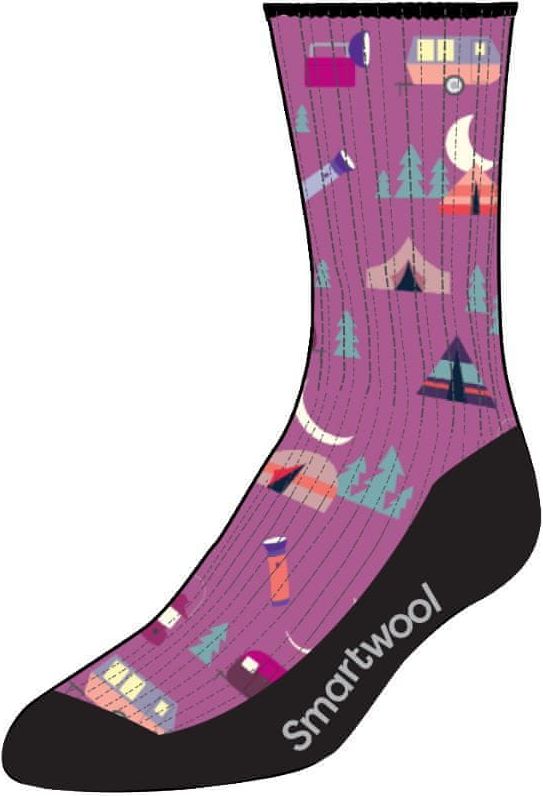 SmartWool dětské ponožky K HIKE LIGHT SUMMER NIGHTS PRINT CREW meadow mauve S růžová - obrázek 1