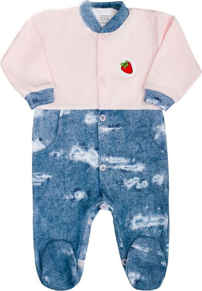 NEW BABY Kojenecký overal New Baby Light Jeansbaby růžový - 56 (0-3m) - obrázek 1