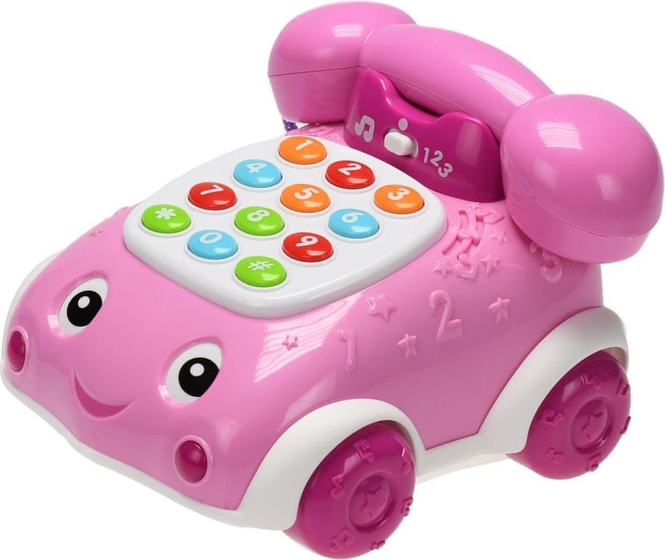 Mikro hračky Telefonek 16 cm naučný růžový 2 funkce na baterie se světlem a zvukem - obrázek 1