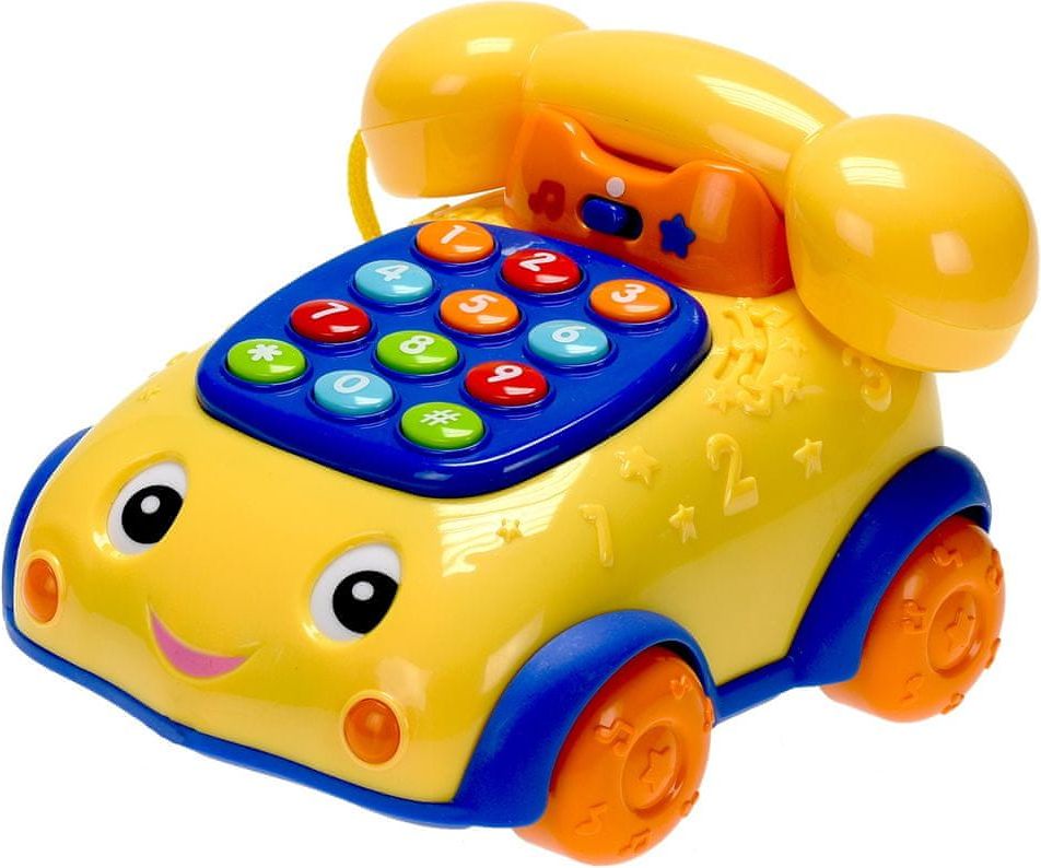 Mikro hračky Telefonek 16 cm naučný žluto-modrý 2 funkce na baterie se světlem a zvukem - obrázek 1