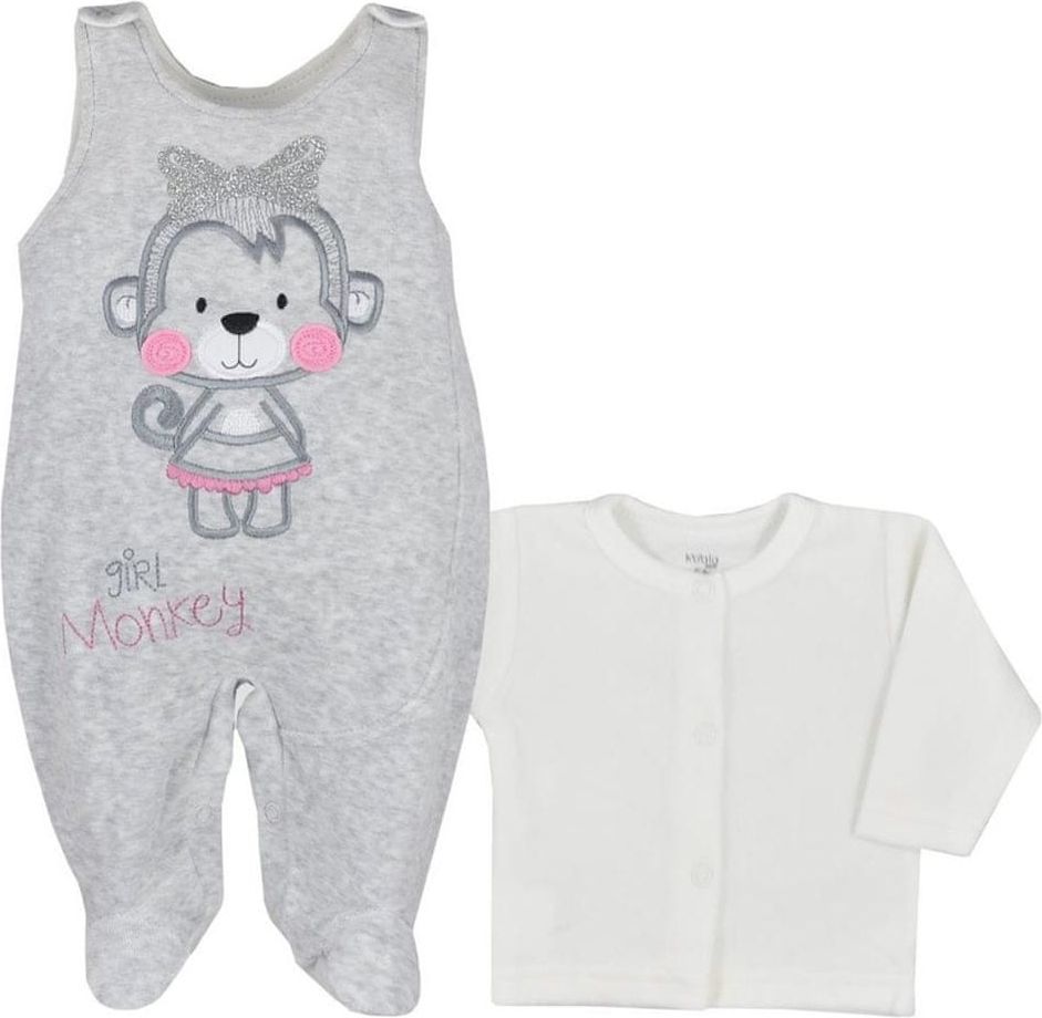 KOALA 2-dílná semišková souprava Koala Monkey šedo-růžová - 2-dílná semišková souprava Koala Monkey šedo-růžová - obrázek 1