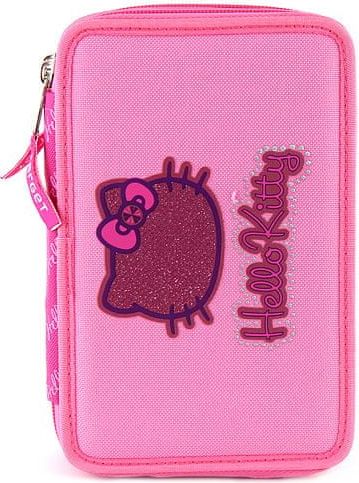Hello Kitty Školní penál s náplní , dvoupatrový, růžový - obrázek 1
