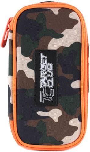 Target Školní penál , jednopatrový, hnědý, oranžový zip - obrázek 1
